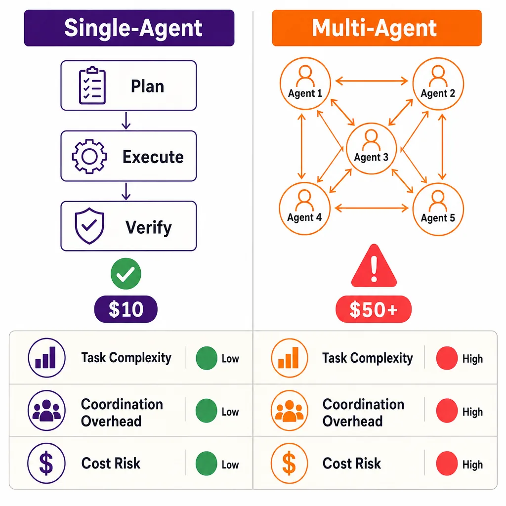 Single-Agent or Multi-Agent Systems: When Multi-Agent Is the Wrong Choice